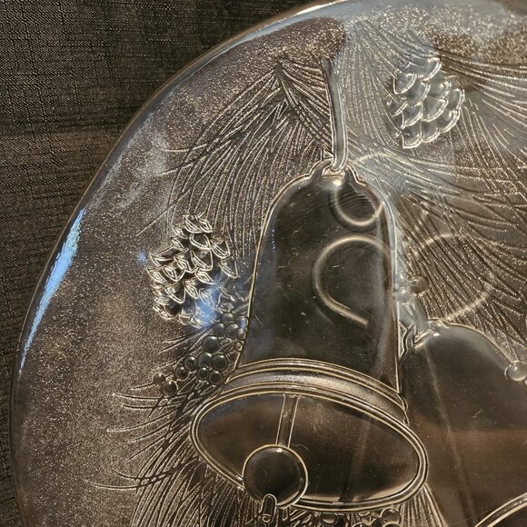 Libbey Holiday Bells 13 Inch Glass Serving Platter - Vintage Holiday - Picture 4 of 6